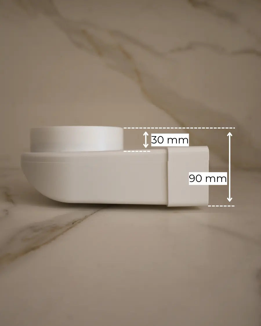 Dimensions of GRATKA SLIM 125: 125mm visible diameter, ultra-shallow depth above ceiling